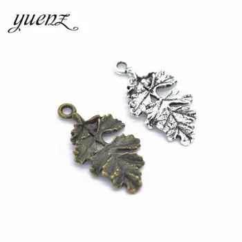 YuenZ 7pcs 2 Culoare Argint Antic de culoare frunze de copac Farmecele Metalice Aliaj Bijuterii Diy Accesorii 32*18mm Q327