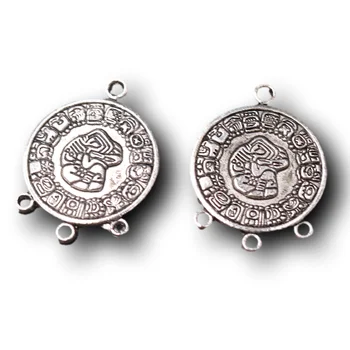 8pcs Civilizatia Maya Astrologie 20 De Soare Totem Tag-ul de Metal Poros Conector DIY Farmece Stil Etnic Cercei Bijuterii de Luare Meșteșuguri