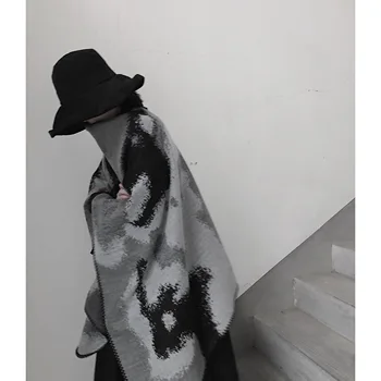 Negru Eșarfă Caldă Mantie Yohji Yamamoto Stil Simplu Cașmir față-verso Eșarfă Cald Eșarfă de Iarnă Sacou Șal Cardigan Pătură