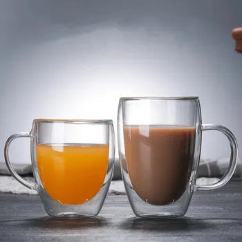 Perete Dublu De Sticla Cafea, Ceai Cupe Rezistente La Caldura Cu Perete Dublu Cani De Cafea Transparent De Lamaie Cana De Apa Bea Cupa