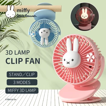 Miffy 3D Lampa Clip Ventilator USB Reîncărcabilă Clip Desktop Ventilator de Masă Mini Portabil clemă Fan 360 de Rotație Ventilator de răcire