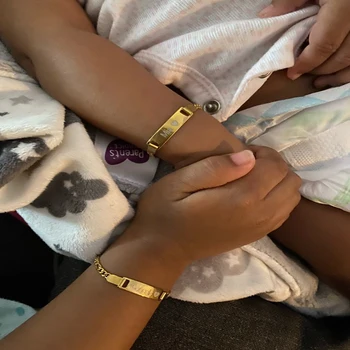 UZone Personalizate Gravura Nume Data Nașterii Copilului Băiat Fată Brățară Ajustabilă Din Oțel Inoxidabil Copii Plăcuța Bratari Cadou De Ziua De Nastere