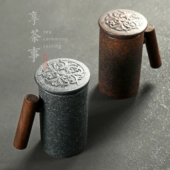 Ceramica neagra de cana Ceramica Personalitate Creatoare Cana cu filtru de birou ceramice cesti de ceai