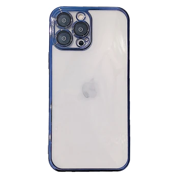 De lux Placare Clar Caz Moale rezistent la Socuri Pentru iPhone 13 12 11 Pro Max X XS XR Mini 7 8 Plus SE 3 Lentile de Protecție Capacul din Spate