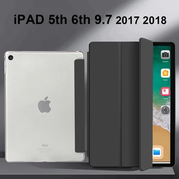Pentru Apple iPad 5 6 Caz Comprimat de Trei Ori Stand Suport din Piele PU de Acoperire Pentru iPad 5-a a 6-a Generație 2017 2018 Trezi Auto Funda