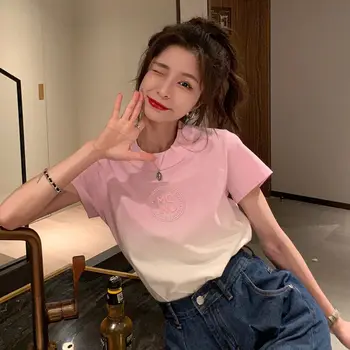 Pierde T Shirt Estetice tricou Femei Vara Crop Top Tie Dye Short Sleeve Estetice Grafic Haine de Moda coreeană Casual