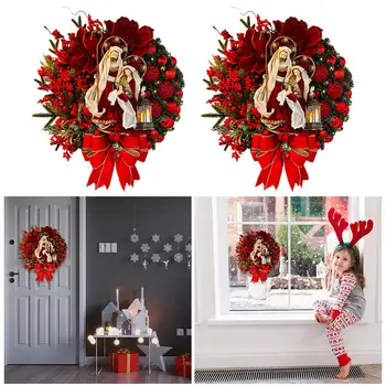 2 buc coroană de flori de Paste Isus Cununa Ușa de Perete Decor de Crăciun Ornament Sfânta Familie Decoratiuni Ghirlanda pentru Sarbatorile de Interior și în aer liber