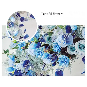 Albastru personalizat de nunta alb recuzită arc fondul eveniment partid decor flori artificiale rând de mătase în aer liber gazon fals aranjament de flori