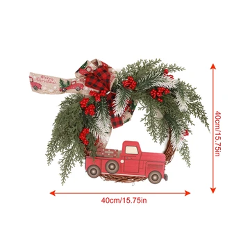 40cm Camion Roșu Coroană de Crăciun Inele Rattan Cadou pentru Ușa din Față de ziua Recunostintei Decorare Crăciun Decor Rustic Ghirlanda de Crăciun
