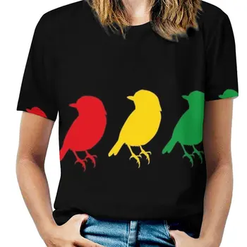 3 Păsări Mici-Trei Păsări Culori Rasta Bob Piesa Noua Moda Zip De Pe Umăr Top Scurt-Maneca Tricou Femei Rasta Rastafari Bob