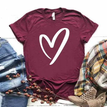 Inima de Imprimare tricou Femei din Bumbac Casual Amuzant tricou Pentru Doamna Fata de Top Tee Hipster Picătură Navă NA-273