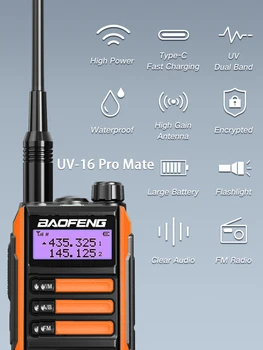 BaoFeng UV-16 Pro V2 Power Antena Walkie-Talkie-C Tip Încărcător cu Rază Lungă de Radio rezistent la apa UV16 de Emisie-recepție Sunca Două Fel de Radio