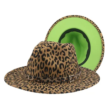 Fedora Femei Pălării Leopard Roșu Mozaic Pălării pentru Bărbați Hip Hop Street Vintage Model Leopard Fedora Femei Pălărie Sombrero De Mujer