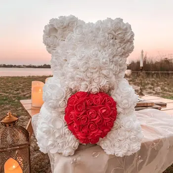 Dropshipping 25cm Teddy a Crescut de Urs Flori Artificiale de Trandafir Bear Pentru Femei Îndrăgostiților Nunta de Crăciun Cadou Caseta Decor Acasă