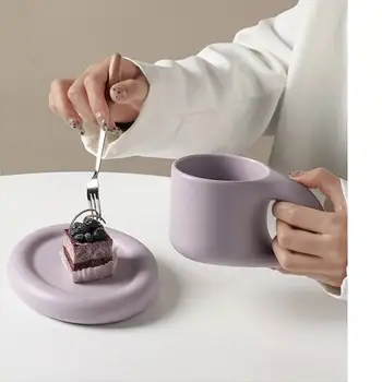 Creative Colorate Grăsime Cani Ceramica cu Farfurie cana de cafea Ceai Lapte birou Cupe Drinkware cel Mai bun Cadou de ziua de nastere pentru Prieteni