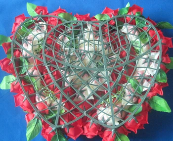 Noi 53cm*36cm Mătase Artificială Rose Masina de Nunta Decor în Formă de Inimă Ușa Coroane duble Nuntă Frumoasă Ușă Decor