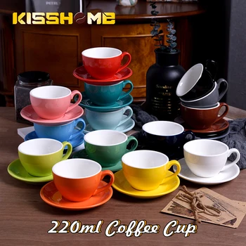 220ml Ceașcă de Cafea Seturi de Înaltă calitate Stil European Simplu Cana Colorate Glazură Ceramică Espresso Cappuccino Flori Latte arabă Cupe