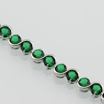 Argint Mici, Rotunde, de Culoare Verde Creat de Smarald Sănătate Brățară Moda Bijuterii Pentru Femei Gratuit Caseta de Bijuterii SL123
