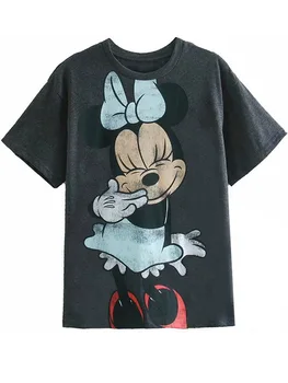 Disney Tricou Mickey Mouse Daisy Duck Desene Animate De Imprimare Femei Din Bumbac T-Shirt Cu Maneci Scurte Streetwear O-Gât Pulover Vrac Tee Topuri