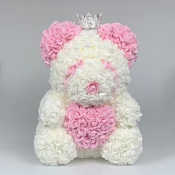 2022 Creative 40cm Artificiale Spuma Trandafir Roz Suporta cele mai Bune Cadouri Pentru Ziua de nastere Coroana de Panda Cadouri de Ziua Îndrăgostiților Pentru Prietena
