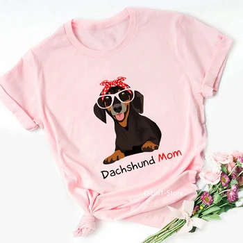 Roz Teckel Mama Grafic T Shirt Femei Vara Vintage Tricou Iubitor De Câine Tricouri Fete Tricou Casual Cu Maneci Scurte Topuri Streetwear