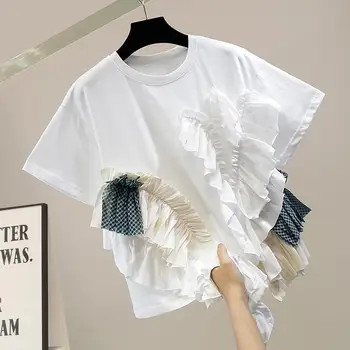VANOVICH Moda Femei T Shirt Ciufulit Neregulate Vara Noi 2021 Sălbatice Doamnelor Tricouri cu mânecă Scurtă Casual Femei Îmbrăcăminte Topuri