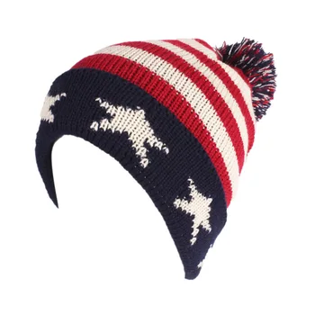 Noi de Iarna Unisex knit Beanie hat statele UNITE ale americii flag model pom pom capac tricotate pălărie de Lână Capac TRUMP statele UNITE ale americii Flag Pălărie transport gratuit