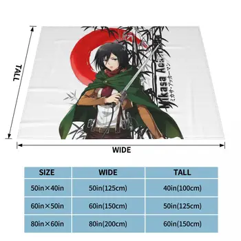 Mikasa Ackerman Pătură Anime Atac Pe Titan Cald Cuvertură De Pluș Capac Moale Din Fleece Pătură, Lenjerie De Pat Birou, Canapea De Catifea