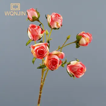 7 Capete De Trandafir Flori Artificiale Roz De Nunta Masă De Grădină Buchet De Aranjament Petrecere Acasă Fals Planta Simulare Decor