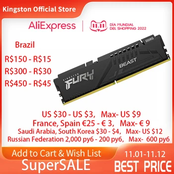 Original Kingston HyperX FURY 4GB 8GB 16GB DDR4 2666MHz Desktop Memorie RAM CL15 DIMM 288 pini 3200MHz Interne Pentru Gaming