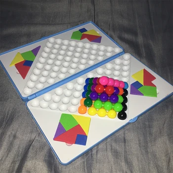 IQ Puzzle pentru Copii de Dezvoltare a Inteligenței Devreme Puzzle Educativ Magic Margele Cutie Construirea Piramidei Forma de Culoare
