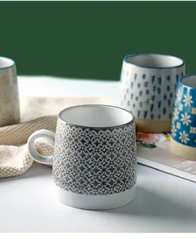 2021 Japonez Stil Retro Gresie Ceramică Ceașcă de Cafea Retro Pastorală Neregulate Cupa Relief Gresie Cană de Mare valoare Cuplu Cana