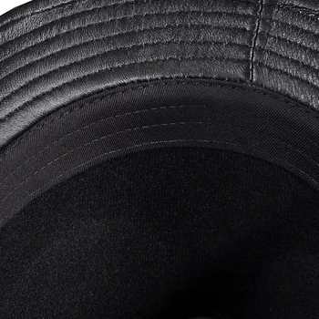 Iarna din Piele Margine Largă Stetson Fedoras Britanic Pălării Pentru Bărbați/Femei Pure Black 55-61cm Montate de Jazz, Hip-Pop Gorras
