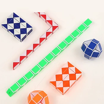 21.5x1.3x1cm Plastic Magic Conducător 24 Pene Snake Magic Cube poftă de mâncare Puzzle-uri pentru Copii Teaser Creier Pliabil Jucărie de Învățământ