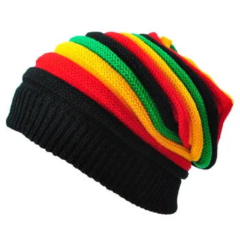 Barbati Tricotate Capac Beanie Curcubeu Jamaica Flag Largi Craniu Palarie Cald Iarna Dungi Colorate Pălărie pentru Bărbați 2023 Nou Toamna Barbati Capace
