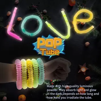 6Pcs Noctilucent Tuburi Senzoriale Jucărie Scuti de Stres Stoarce Jucării de Relief de Stres Antistres Luminos Țeavă Ondulat Frământa Jucarie Cadou