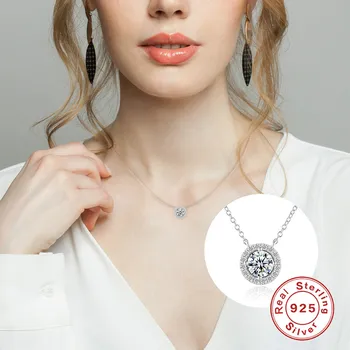 CANNER de Lux 1ct Moissanite Diamond Pandantiv Coliere Pentru Femei Argint 925 Lant Trend cu Gheață Bling Bijuterii de Nunta
