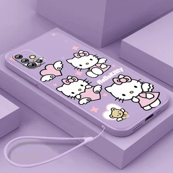 Anime Pisica Hello Kitty Fată Caz de Telefon Pentru Samsung A73 A72 A53 A52S A42 A33 A32 A23 A22 A13 A12 A03S Core Lichid Coarda Acoperi