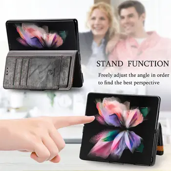 Pliere Flip Piele Caz pentru Samsung Galaxy Z Fold 4 5G Z Fold 3 Corp Plin Capac de Protecție Coque Funda