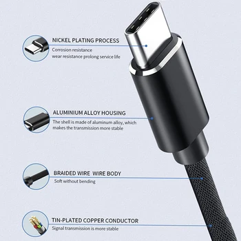 USB Type C La USB Micro 3A TPC Rapid de Încărcare Cablu de Date PD 60W Rapid de Încărcare de Sârmă Pentru Huawei Samsung Xiaomi Galaxy S21 Macbook