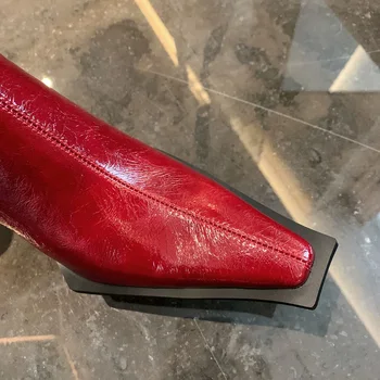 【JOCHEBED HU】Nou brand de iarnă glezna cizme pentru femei pantofi din piele inel de metal decor stil Britanic pantofi de sex feminin motocic