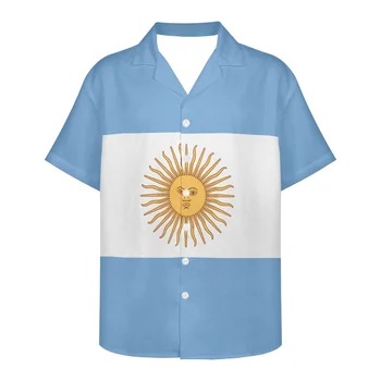Argentina Flag Design Model De Vara Moda Vintage Casual Cu Maneci Scurte Hawaii Camasi Pentru Barbati Camisa Masculina Petrecere De Vacanță