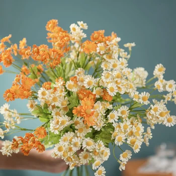 LuanQI 53CM 4Forks Artificiale Flori de Musetel pânză Mini Daisy Buchet Pentru Home Decor Nunta DIY Fals Aranjament Floral Ambarcațiuni