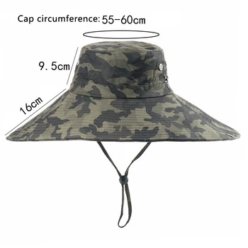 Bumbac de Moda de Vară Pălărie Găleată 16CM Mare Margine Largă Pălărie de Soare în aer liber Camping Drumetii Cordon ochiurilor de Plasă Respirabil de Pescuit Pălărie