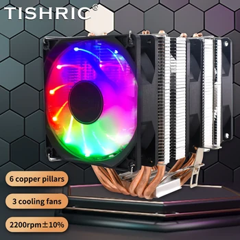 TISHRIC 6 Conducte de Căldură de Răcire CPU Fan Cooler CPU 4 Pin PWM RGB PC-ul Pentru Intel LGA 1150 1151 1155 1200 1366 2011 X79 X99 AM3 AM4