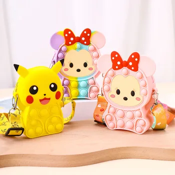 Pokemon Pikachu Figura Anime Popping Sale Sac De Mesager Împinge Bule, Pungi De Depozitare De Ziua Fetele Subliniind Reliver Cadou
