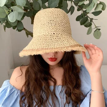 Femei Croșetat Pălărie de Paie Pyjamas, Protectie UV, Parasolar Palarii de Plaja Femei Viziere Pliabil de sex Feminin de Vară Pălărie de Soare
