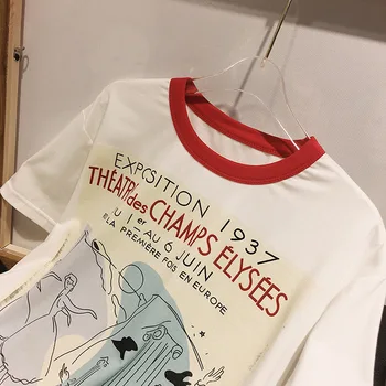 Bumbac imprimat doamna T-shirt casual sălbatice vrac femei cu maneci scurte t-shirt