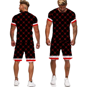 Moda de vara Top+pantaloni Scurți Set de Două Piese Pentru Masculin Scrisoare de Imprimare T-shirt Mens Sportwear Trening Streetwear Casual de Îmbrăcăminte pentru Bărbați