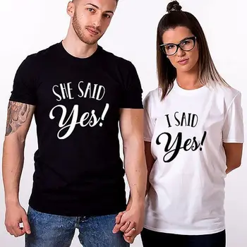 2019 Iubitorii de Cuplu Tricou Femei Barbati Valentines Shirt EA a SPUS DA/ i-am SPUS DA Tipărite Cupluri de Vară de Potrivire Haine